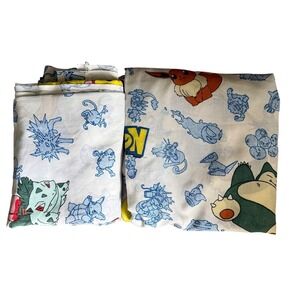 Pokemon Bedding Sheet Set Kids Twin White Pikachu Vintage 1998 Nintendo 2pc Flaw